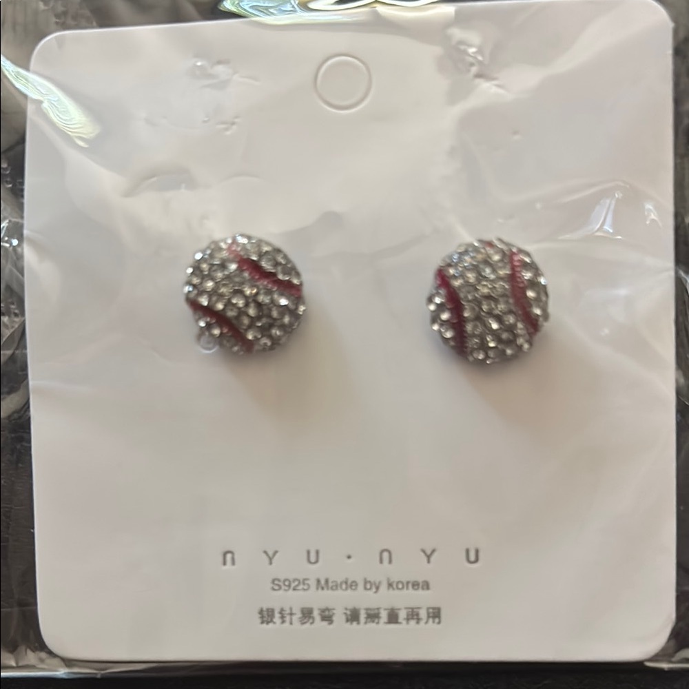 Silver and Red Crystal Stud Earrings